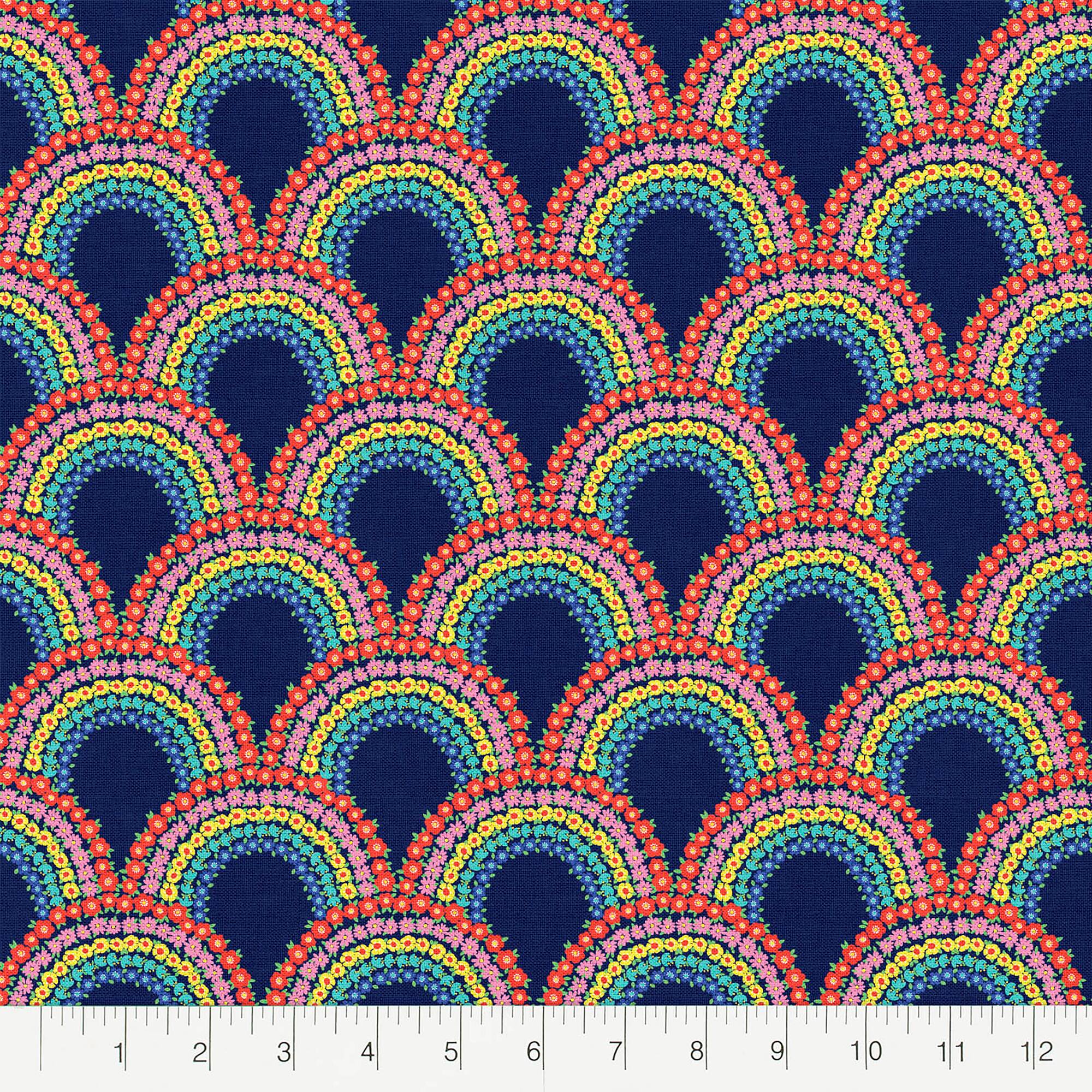 Fabric Editions Floral Rainbow Cotton Fabric